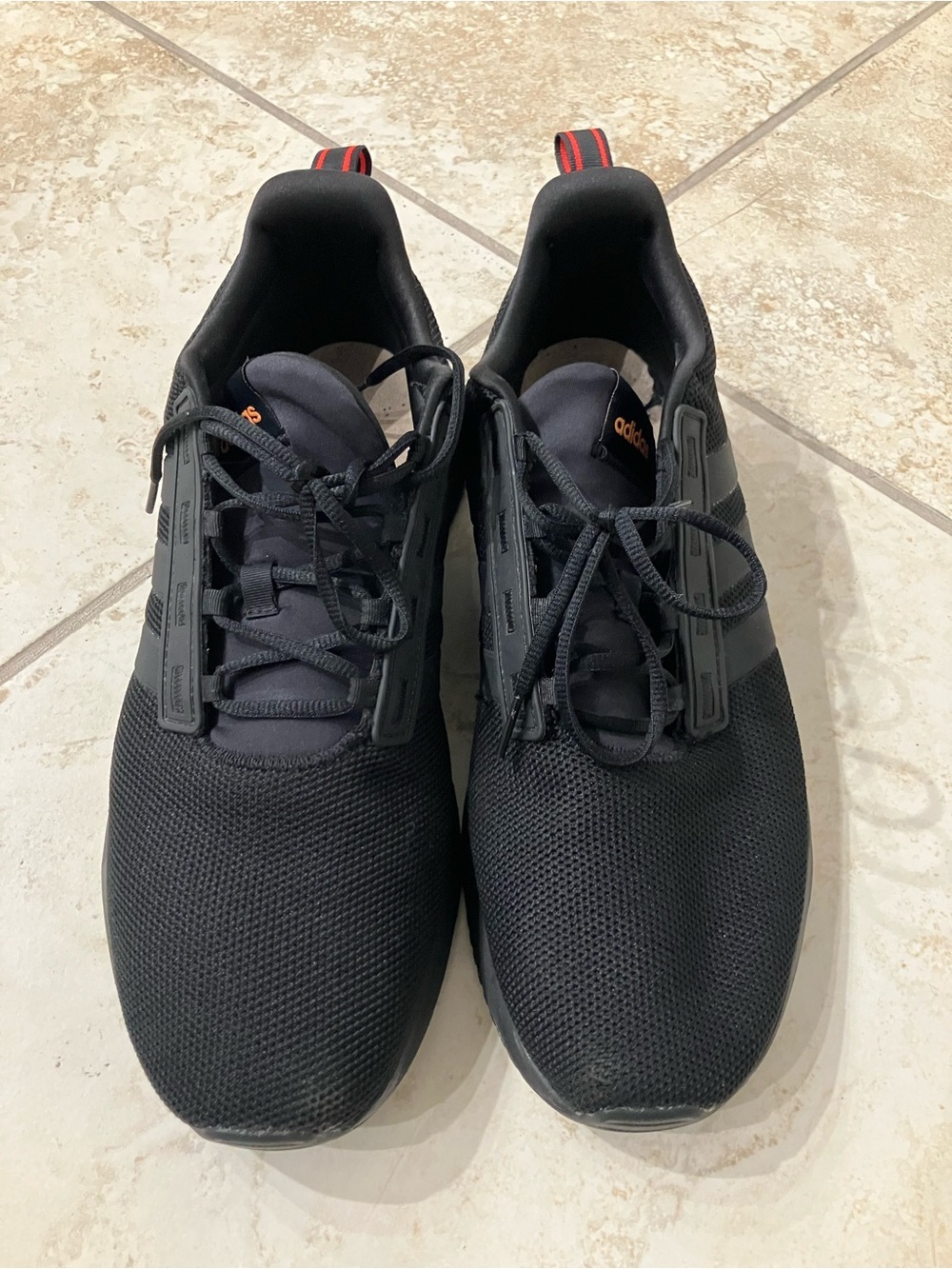 adidas Men's Black Athletic Sneakers with Subtle Orange Accents